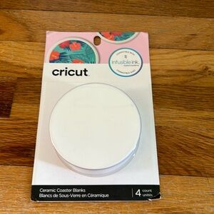 Cricut Round Ceramic Coaster Blanks 4 pk Compatible with infusible ink Brand New